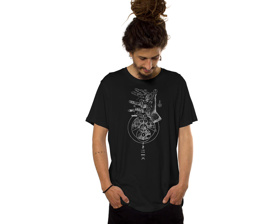 black psychedelic men t-shirt
